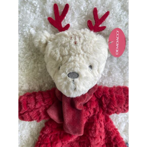 Demdaco Reindeer Cozie Lovey Rattle Plush Baby Security Blanket Red NEW LAST ONE - Picture 2 of 8